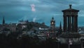 Night panorama of the city Edinburgh and firework Royalty Free Stock Photo