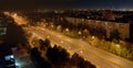 Night panorama of the city of Togliatti overlooking the intersection of Sverdlov and Stepan Razin streets. Royalty Free Stock Photo