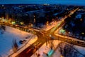 Night panorama of the city of Tolyatti overlooking the intersection of Mira and Golosova streets. Royalty Free Stock Photo