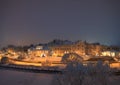 Night panorama of the city of Vyborg with illumination Royalty Free Stock Photo