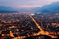 Night panorama of Grenoble Royalty Free Stock Photo