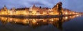 Night panorama of the historical medieval port in Gdansk