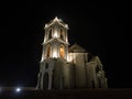 Night panorama of illuminated lit hill top church chapel Sanctuary Nossa Senhora da Granca in Mondim de Basto Portugal