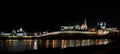 Night panorama of the Kazan Kremlin and the embankment of the Kazanka river from the Lenin dam. Royalty Free Stock Photo