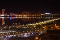 Night panorama of the Kazanka river. Modern Kazan Royalty Free Stock Photo