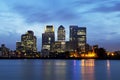 Night Panorama of London business district Canary Wharf Royalty Free Stock Photo