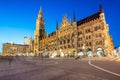 Night panorama of Marienplatz and Munich city hall in Munich Royalty Free Stock Photo