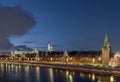 Night panorama of the Moscow Kremlin in winter Royalty Free Stock Photo