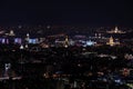 Night panorama of Moscow from Ostankinskaya TV tower. Royalty Free Stock Photo