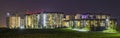 Night panorama of new built and still under construction apartment buildings Royalty Free Stock Photo