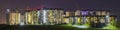 Night panorama of new built and still under construction apartment buildings Royalty Free Stock Photo