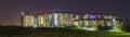 Night panorama of new built and still under construction apartment buildings Royalty Free Stock Photo