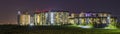 Night panorama of new built and still under construction apartment buildings Royalty Free Stock Photo