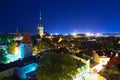 Night panorama of the Old Town in Tallinn, Estonia Royalty Free Stock Photo