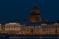 Night panorama of Palace Embankment in Petersburg