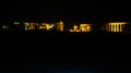 Night Panorama of Palmyra columns and ancient city, destroyed by ISIS, Syria