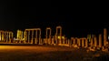 Night Panorama of Palmyra columns,Tetrapylon , destroyed by ISIS, Syria