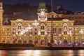 Night panorama of Piazza della Unit?"?? d'Italia in Italian Royalty Free Stock Photo