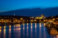 Night panorama of Prague with lighted Prague Castle