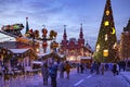 Night panorama of Red square and State Historic Museum Royalty Free Stock Photo
