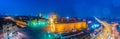 Night Panorama of Royal Castle and Old Town in Warsaw Royalty Free Stock Photo