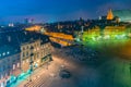 Night Panorama of Royal Castle and Old Town in Warsaw Royalty Free Stock Photo