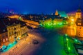 Night Panorama of Royal Castle and Old Town in Warsaw Royalty Free Stock Photo