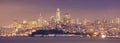 Night panorama of the San Francisco city center Royalty Free Stock Photo