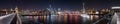 Night panorama of the Thames river with Millennium bridge and Saint Paul`s Cathedral and the City skyline Royalty Free Stock Photo
