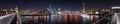 Night panorama of the Thames river with Millennium bridge and Saint Paul`s Cathedral Royalty Free Stock Photo