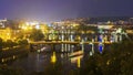 Night panorama to the bridges in Prague, the Czech Republic Royalty Free Stock Photo