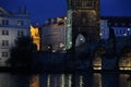 Charles bridge over the Vltava in the moonlight. Prague, a warm summer night. Royalty Free Stock Photo