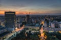 Night panorama of Warsaw city Royalty Free Stock Photo