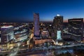 Night panorama of Warsaw city center Royalty Free Stock Photo