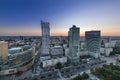 Night panorama of Warsaw city center Royalty Free Stock Photo