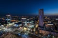 Night panorama of Warsaw city center