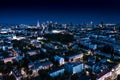 Night panorama of Warsaw city center, Poland. City Center. Europe. Aerial View Royalty Free Stock Photo