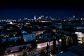 Night panorama of Warsaw city center, Poland. City Center. Europe. Aerial View Royalty Free Stock Photo