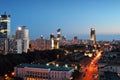 Night panorama of Warsaw city center. View of the city center Royalty Free Stock Photo