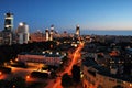 Night panorama of Warsaw city center. View of the city center Royalty Free Stock Photo