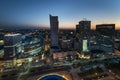 Night panorama of Warsaw downtown