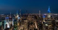 Night panoramic aerial view of New York skyscrapers on Manhattan island Royalty Free Stock Photo