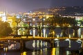 Night panoramic bridge in Prague. Czech Republic