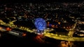 Night panoramic landscape of illuminated ferris wheel at Rio de Janeiro Brazil