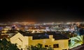 Night panoramic view on beach of the Red Sea in Eilat famous resort and recreation town in Israel and Aqaba cities - Jordan Royalty Free Stock Photo