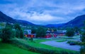 Night panoramic view of beautiful city Orsta, Norway Royalty Free Stock Photo
