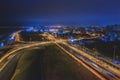 Night panoramic view of the Costa Verde high way and Costanera at the sunset, San Miguel - Lima, Peru.