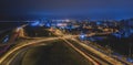 Night panoramic view of the Costa Verde high way and Costanera at the sunset, San Miguel - Lima, Peru.