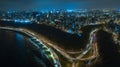 Night panoramic view of the Costa Verde high way and Costanera at the sunset, San Miguel - Lima, Peru.