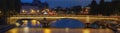 The night panoramic view of Louis-Philippe bridge, Paris, France. Royalty Free Stock Photo